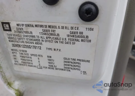 2005 Chevrolet Avalanche 1500 Ls z USA, uszkodzony, nr VIN 3GNEK12Z55G178112